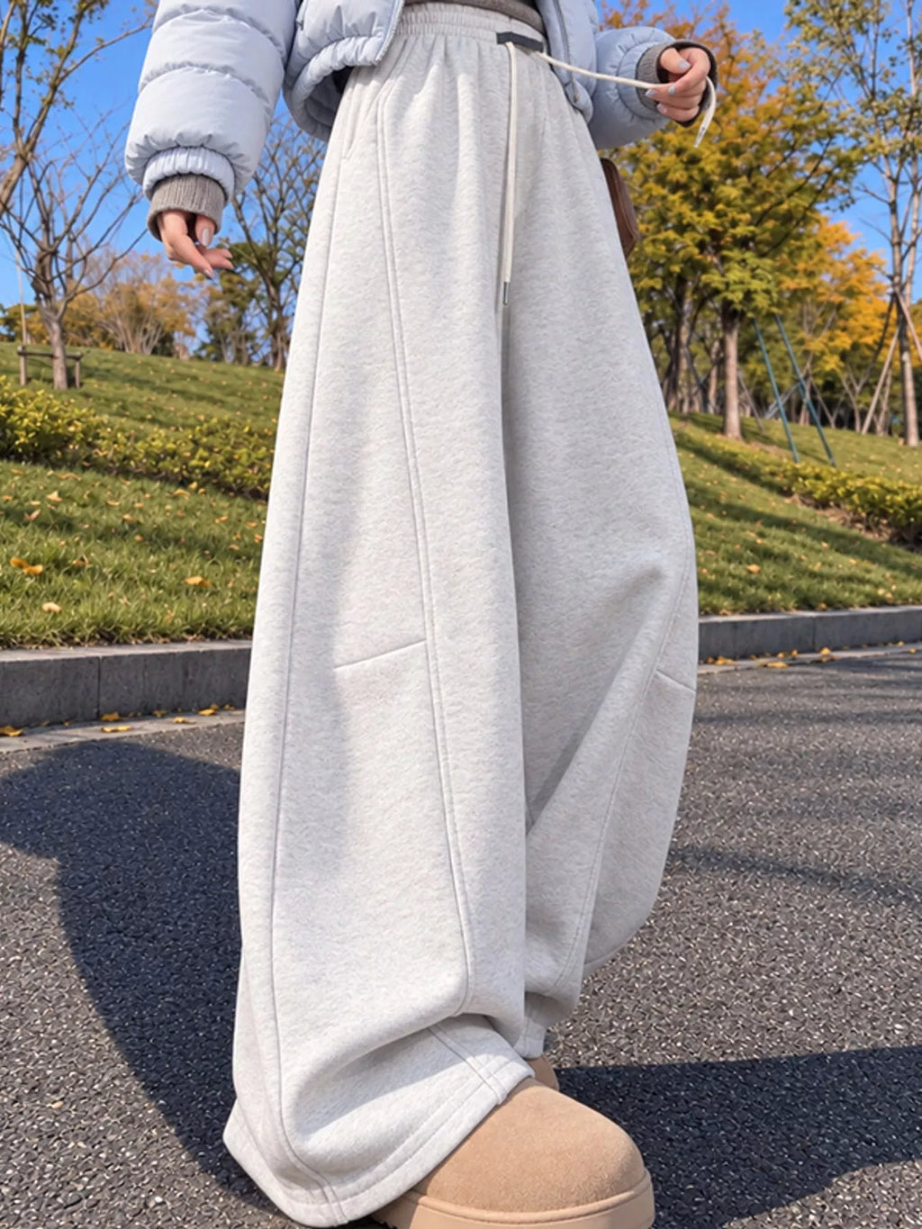 Full Size Wide-Leg Casual Sweatpants with Drawstring Plus Size