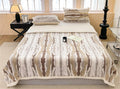 Fennco Styles Beige Stripe Fuzzy Faux Fur Fleece Throw Blanket