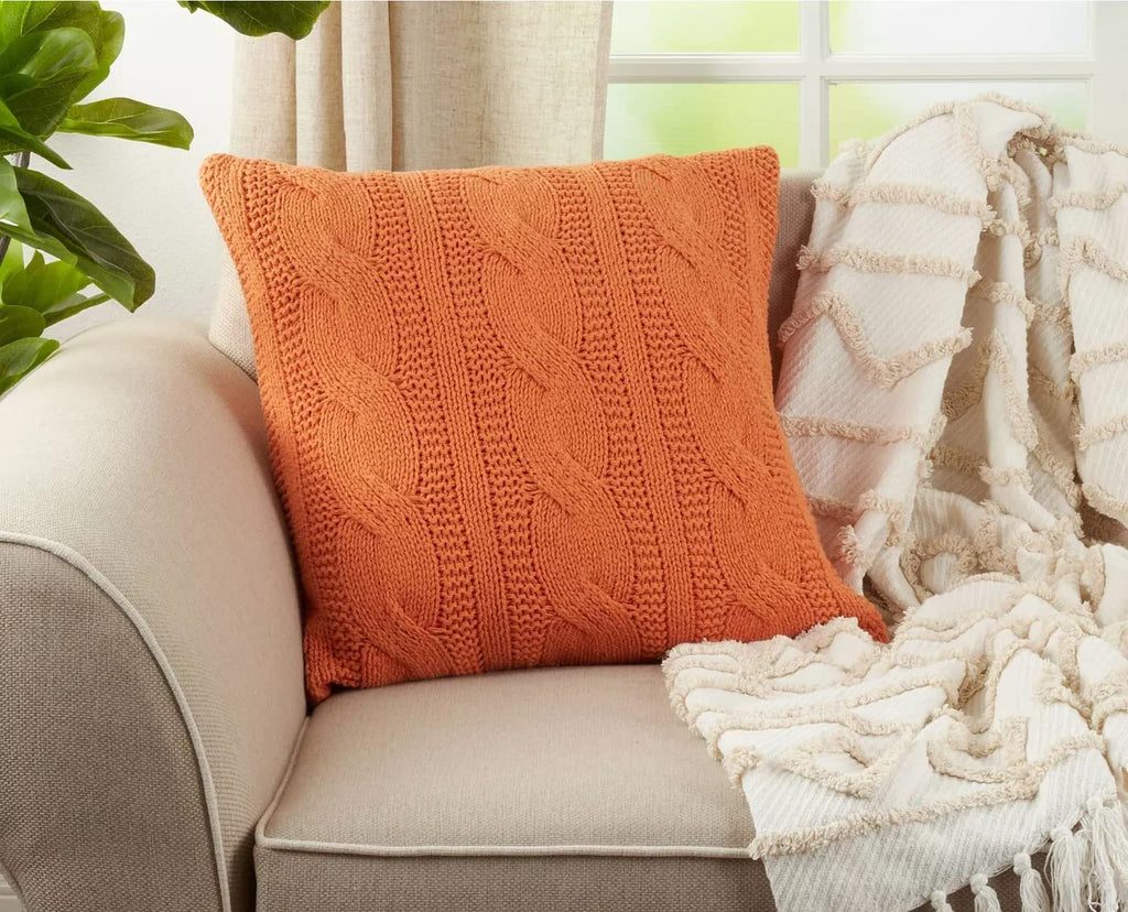 Fennco Styles Cable Knit Design Cotton Throw Pillow 20 x 20