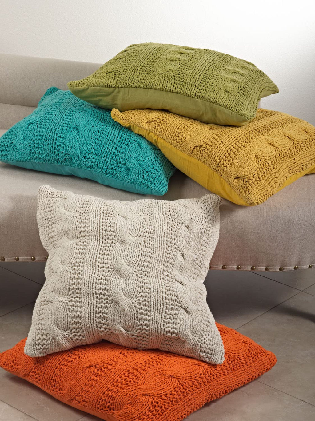 Fennco Styles Cable Knit Design Cotton Throw Pillow 20 x 20