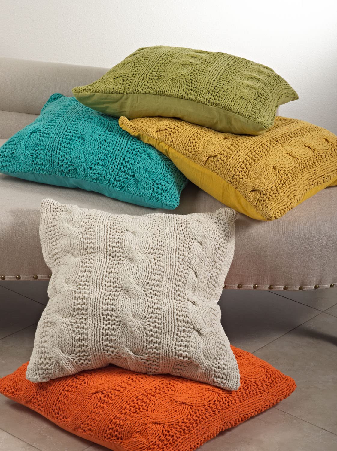 Fennco Styles Cable Knit Design Cotton Throw Pillow 20 x 20